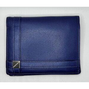 Burberry Bifold Wallet In‎ Navy Blue Leather With Inner Logo Print